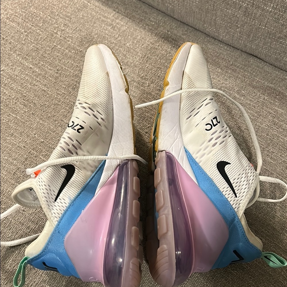 Nike Air Max 270 White with Orange and Blue Accents - Picture 3 of 9